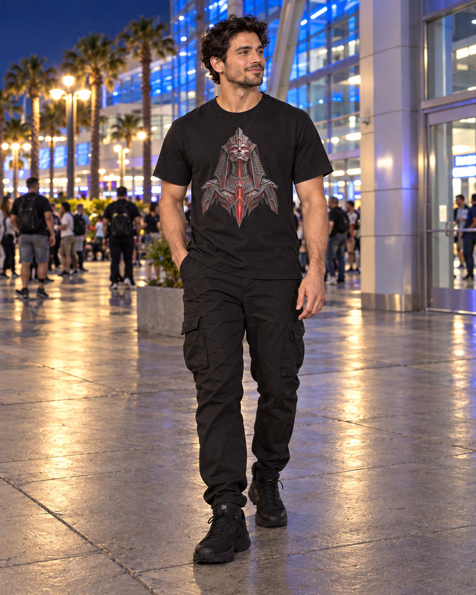 Crimson Pharaoh Graphic Tee, worn on model