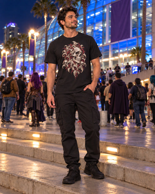 Ossuary Scroll Graphic Tee, worn on model