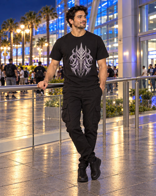 Wraithskin Violet Graphic Tee, worn on model