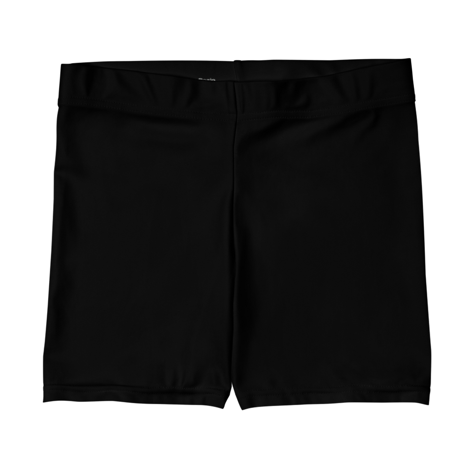 Solid Black Fitted Shorts, front