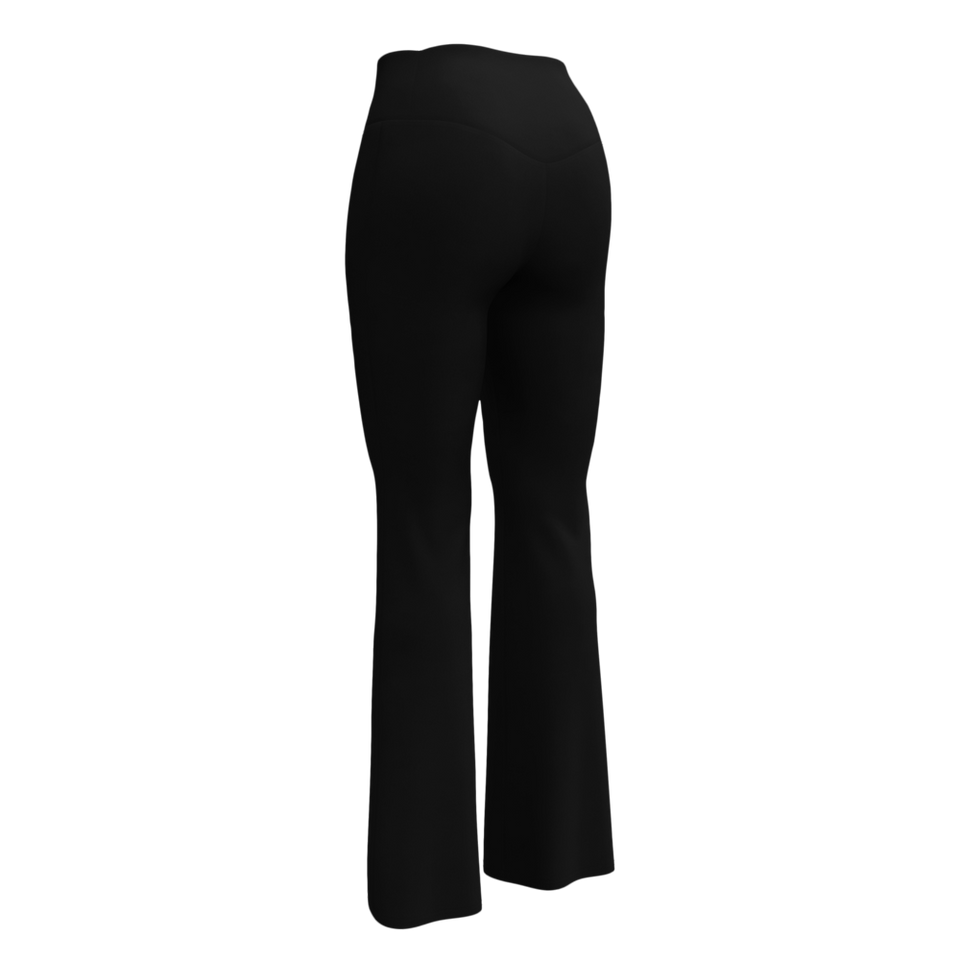 Solid Black Flare Leggings, back