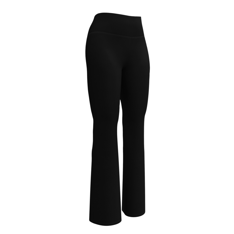 Solid Black Flare Leggings, front