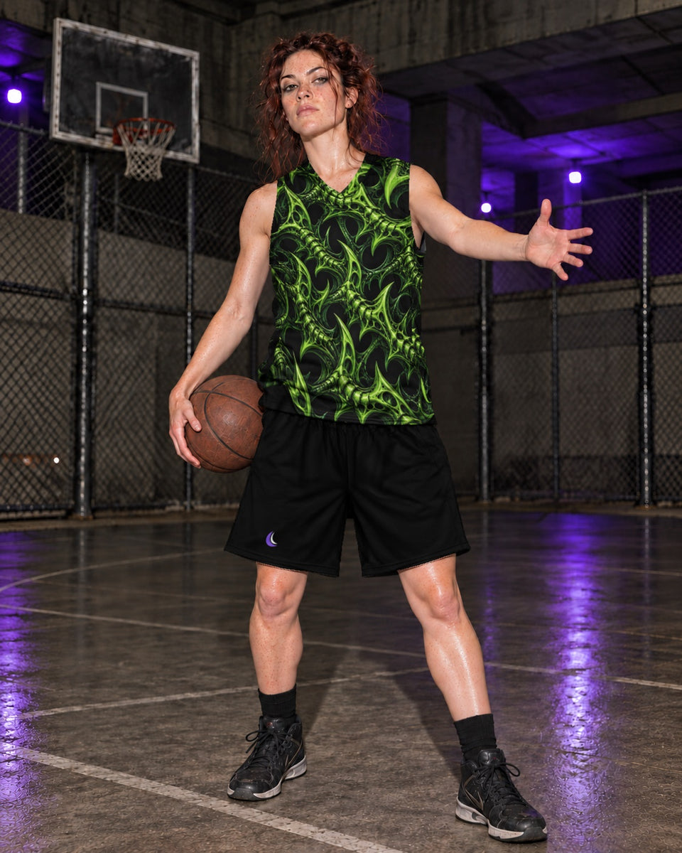 Venom Lace Terrain Basketball Jersey, worn on model with black shorts