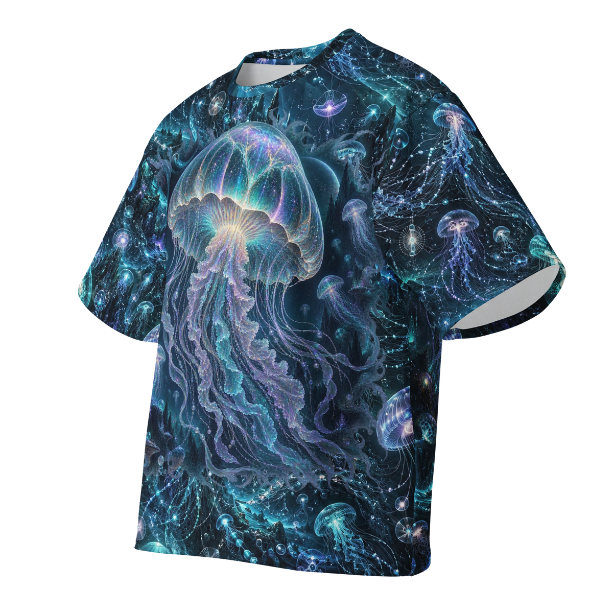 Alien Jellyfish all-over print oversized tee, front
