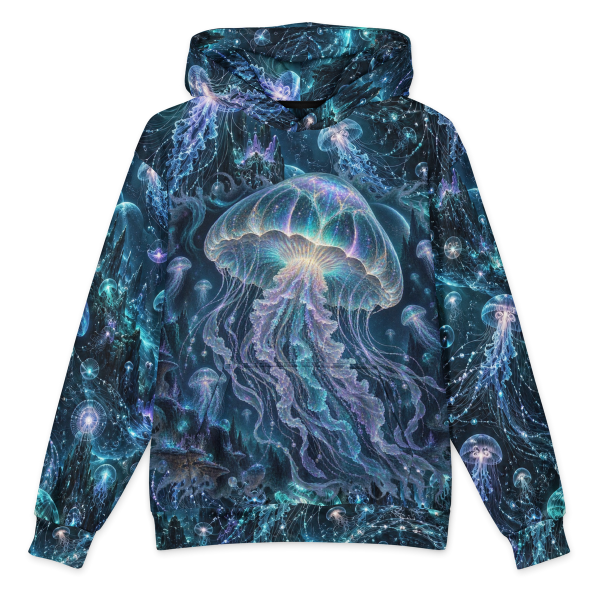 Alien Jellyfish Hoodie all-over print oversized hoodie, front