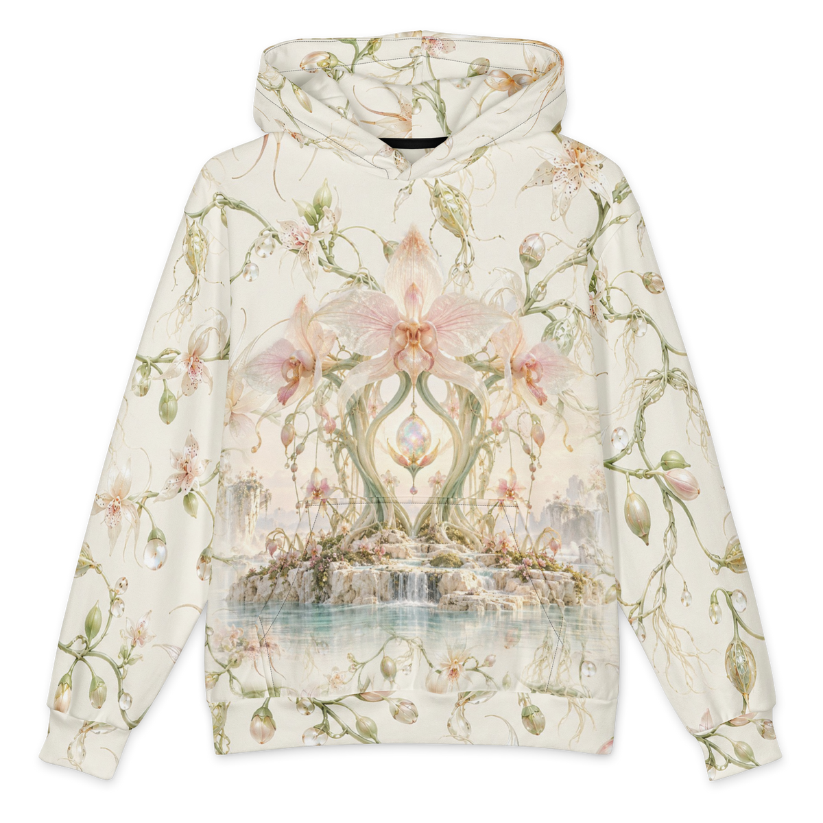 Alien Orchid Sanctuary Hoodie all-over print oversized hoodie, front
