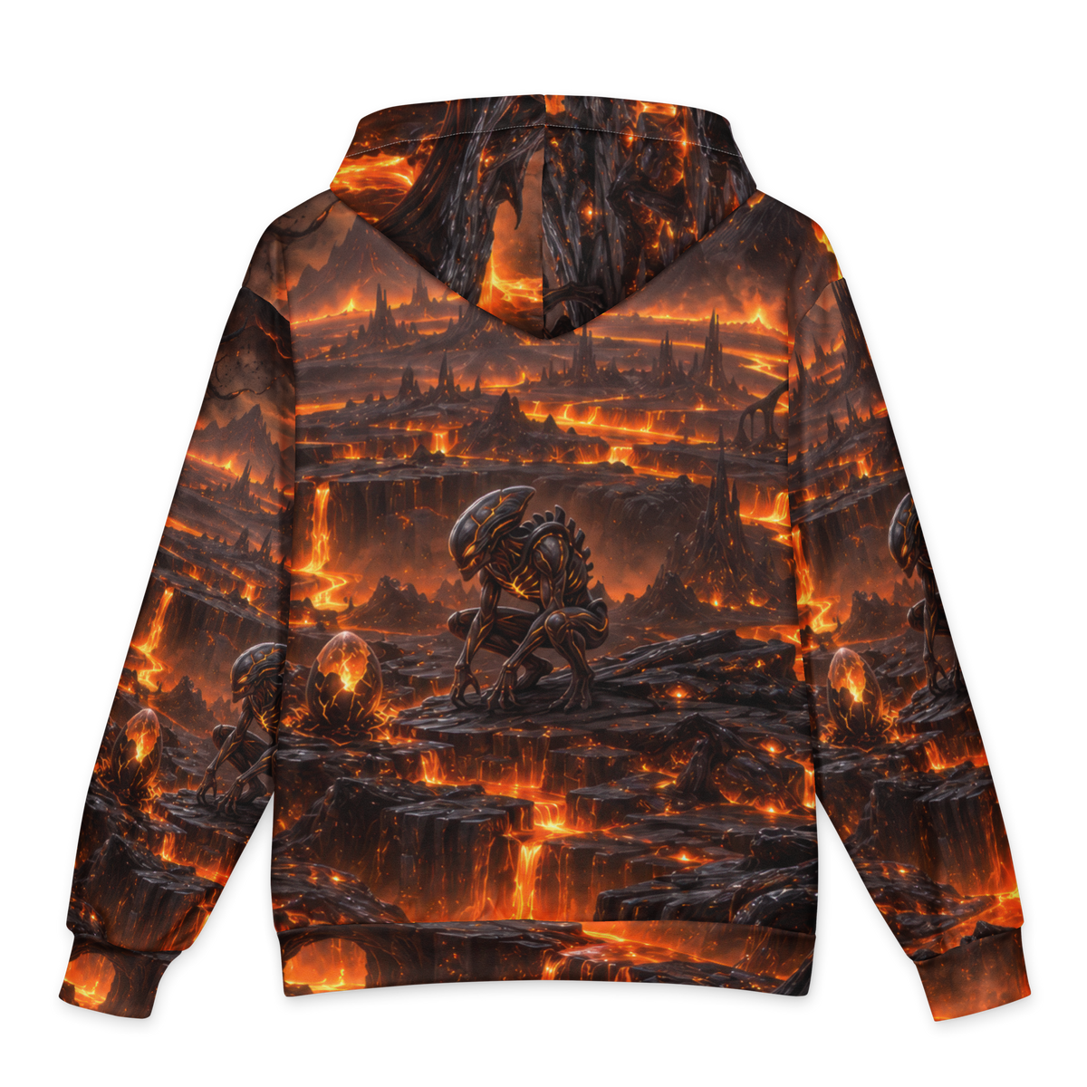 Ember Sentinel Basin all-over print oversized hoodie, back