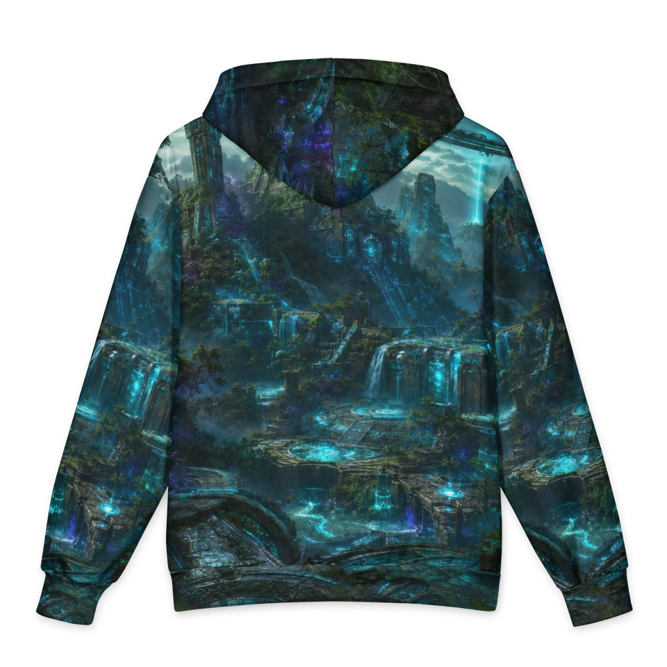 Emerald Glyph Citadel all-over print oversized hoodie, back