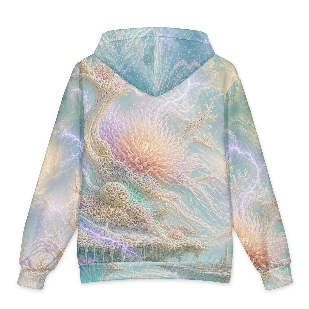 Ivory Lightning Reef all-over print oversized hoodie, back