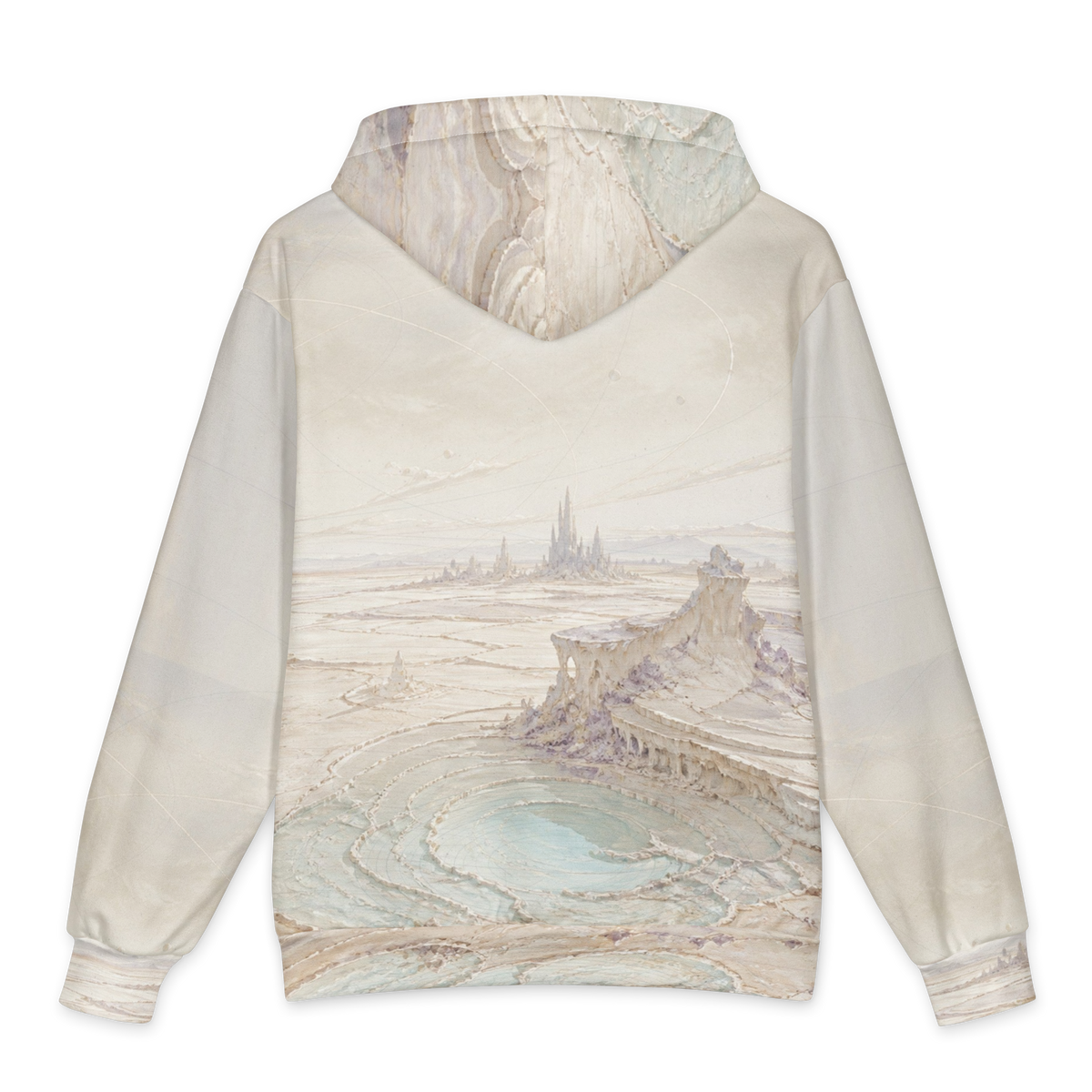 Ivory Orbit Basin all-over print oversized hoodie, back