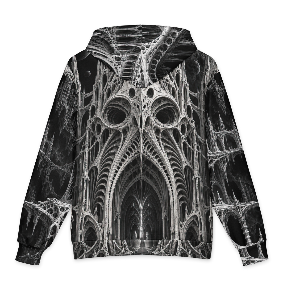 Black Chapel Obsidian Hoodie all-over print oversized hoodie, back