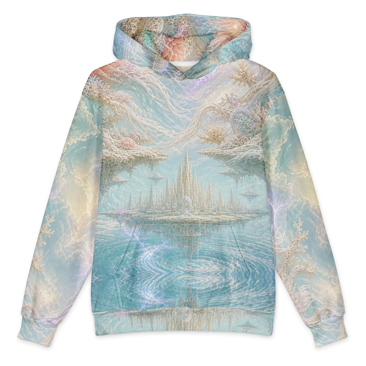 Ivory Lightning Reef all-over print oversized hoodie, front