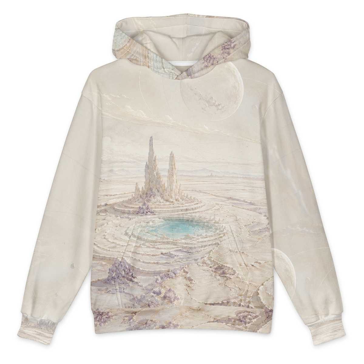 Ivory Orbit Basin all-over print oversized hoodie, front