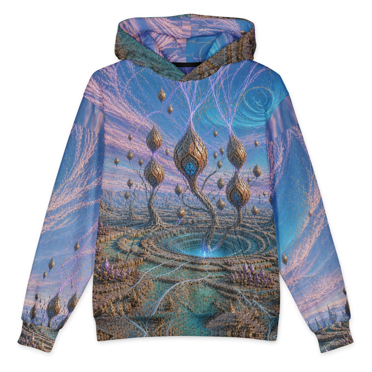 Gravity Orchard Basin all-over print oversized hoodie, front