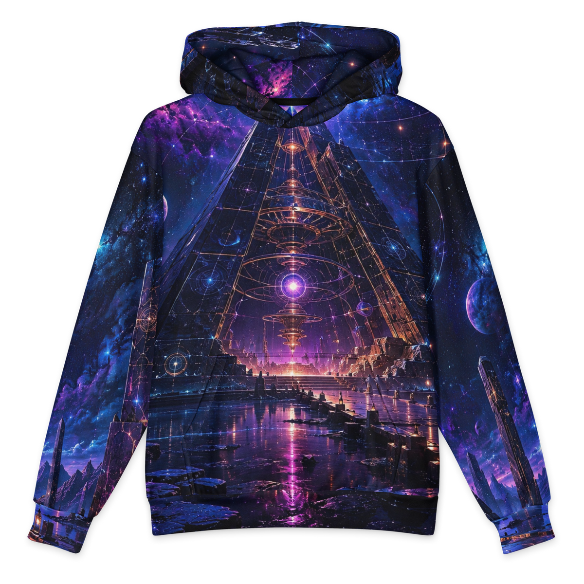 Obsidian Star Archive all-over print oversized hoodie, front