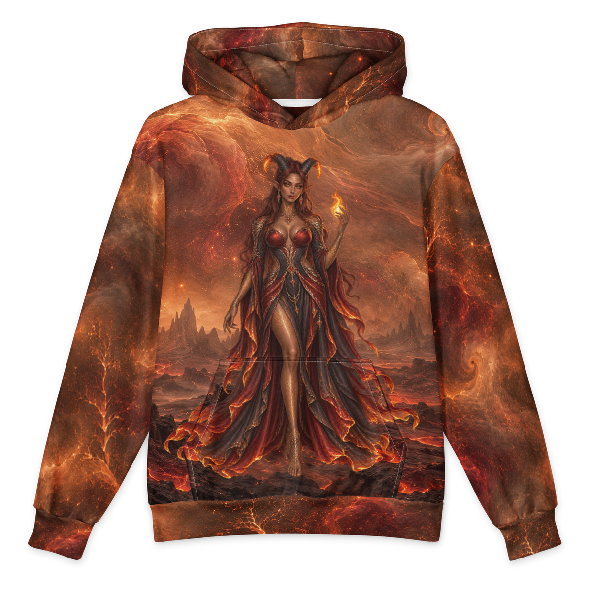 Fire Witch Hoodie all-over print oversized hoodie, front