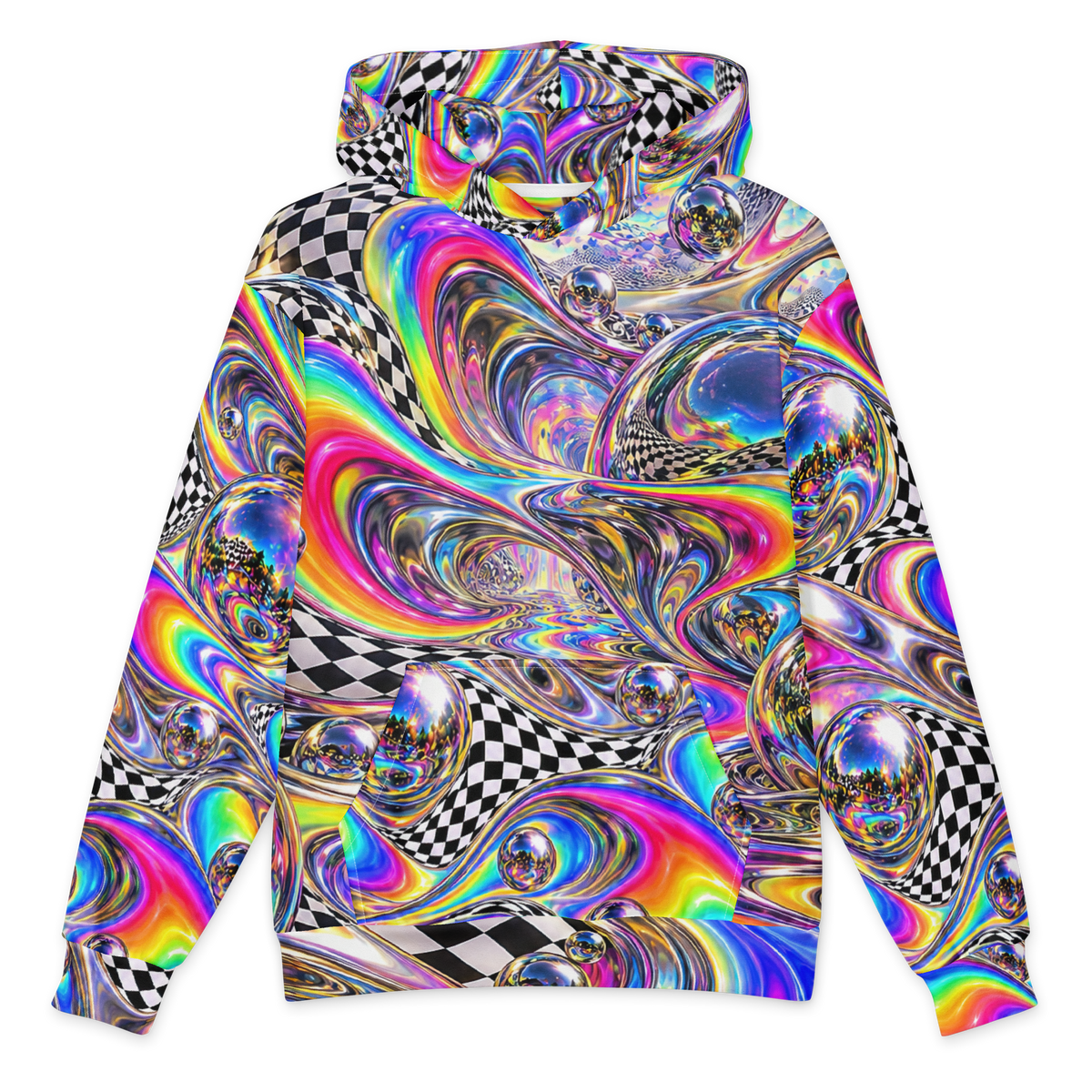 Chromatic Meltdown Terrain Hoodie all-over print oversized hoodie, front