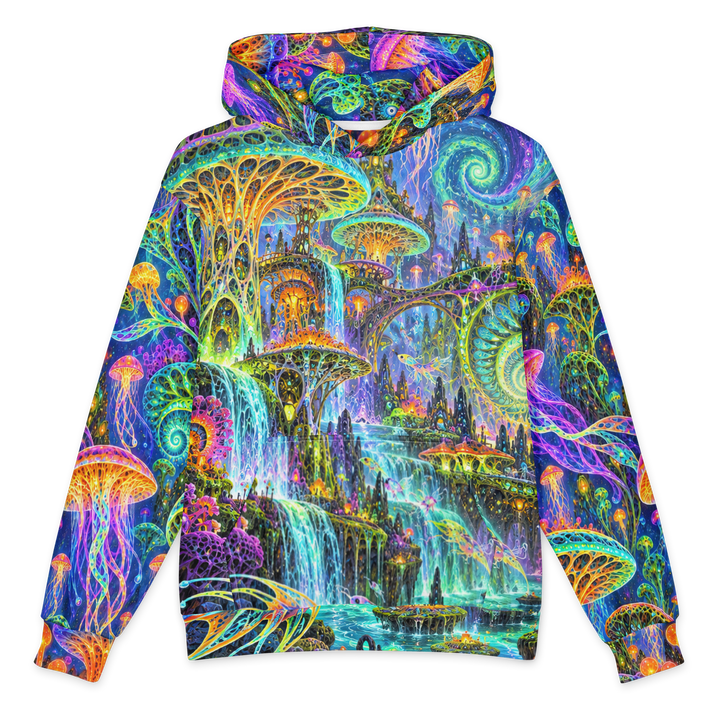Cosmic Mycelium Rave Terrain Hoodie