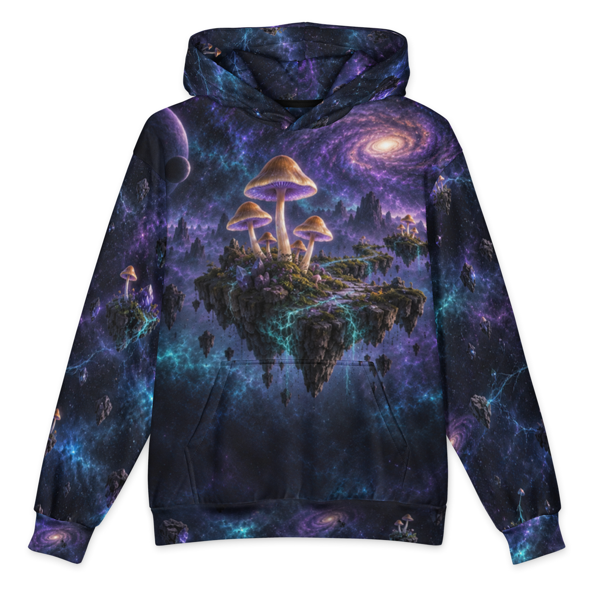 Violet Spore Temple Hoodie all-over print oversized hoodie, front