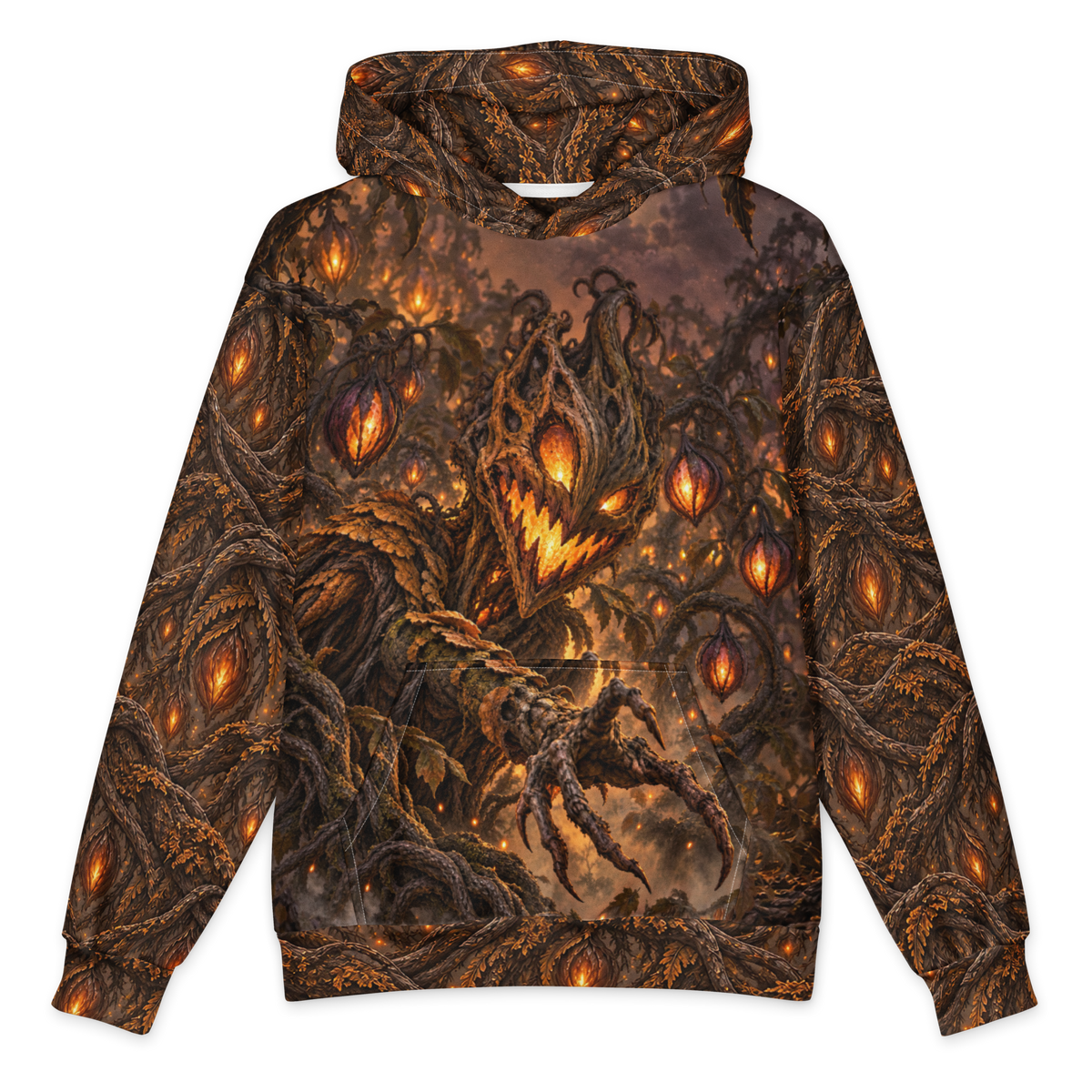 Grinning Harvest Hoodie all-over print oversized hoodie, front