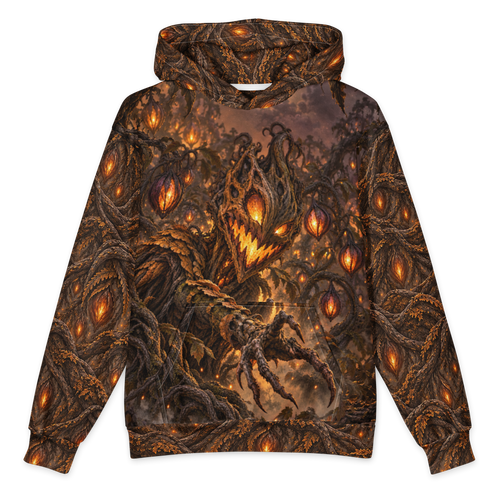 Grinning Harvest Hoodie all-over print oversized hoodie, front