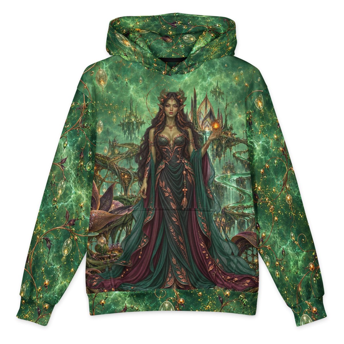 Serpent Bloom Hoodie all-over print oversized hoodie, front