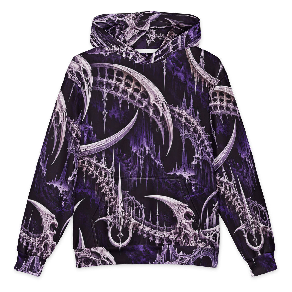 Ossuary Crown Violet Terrain Hoodie all-over print oversized hoodie, front