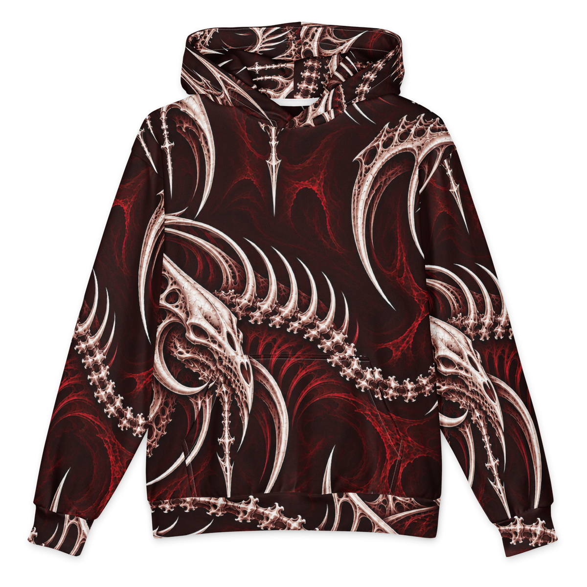 Ossuary Crown Oxblood Terrain Hoodie all-over print oversized hoodie, front