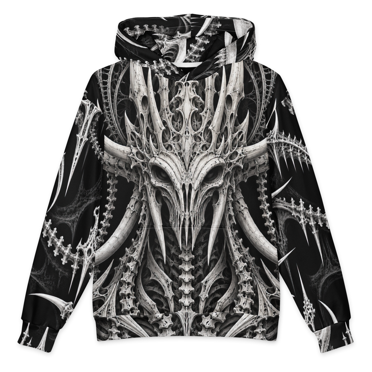 Ossuary Crown Obsidian Hoodie all-over print oversized hoodie, front