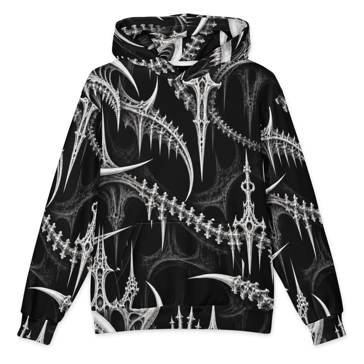 Ossuary Crown Obsidian Terrain Hoodie all-over print oversized hoodie, front