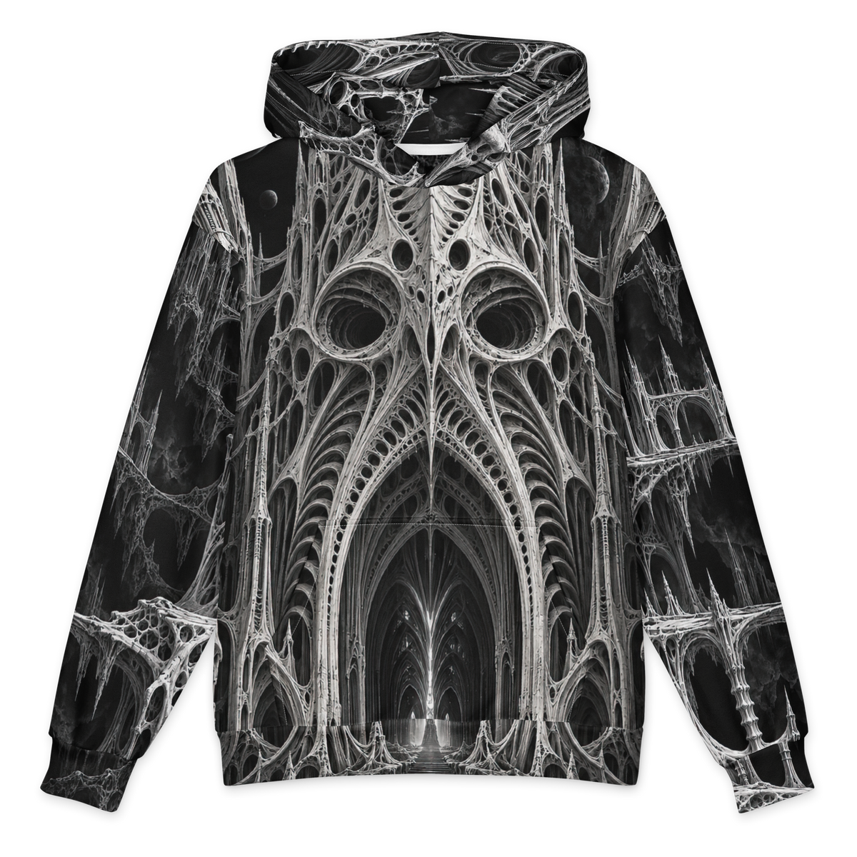 Black Chapel Obsidian Hoodie all-over print oversized hoodie, front