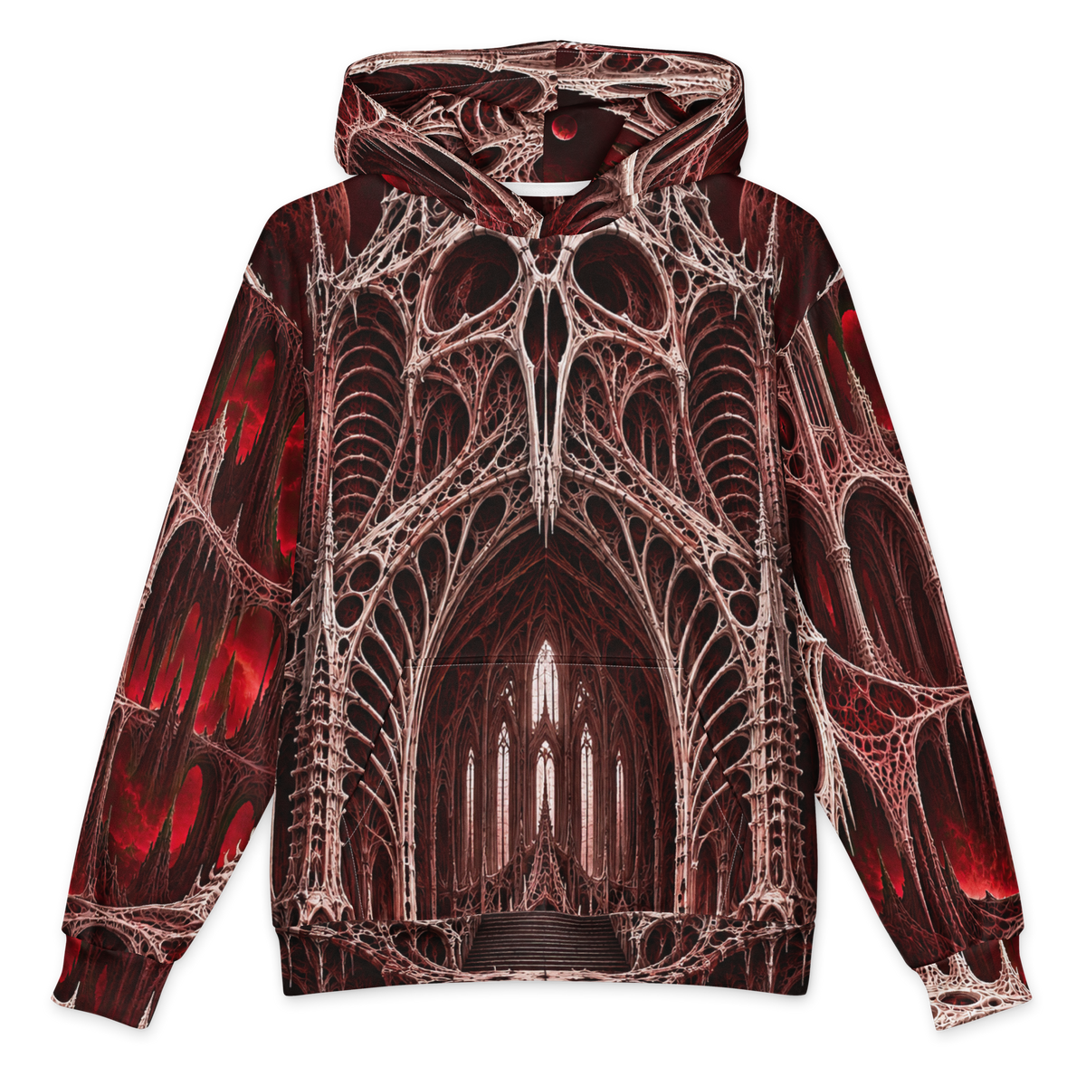 Black Chapel Oxblood Hoodie all-over print oversized hoodie, front