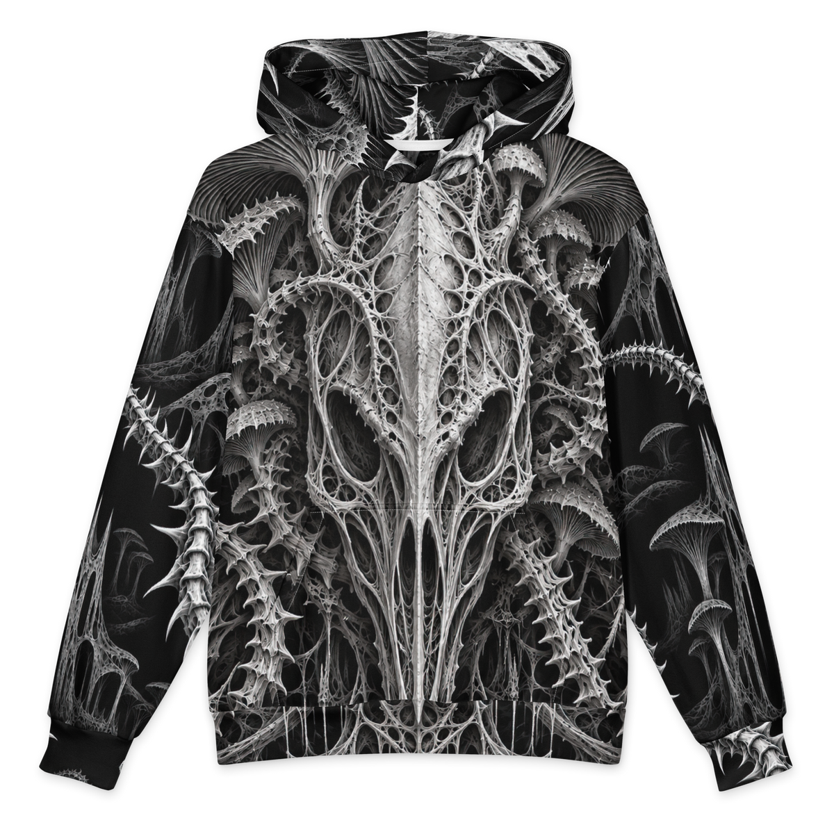 Bonevine Obsidian Hoodie all-over print oversized hoodie, front