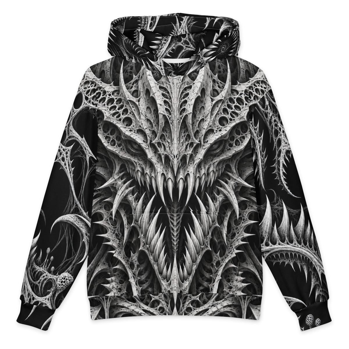 Thornjaw Obsidian Hoodie all-over print oversized hoodie, front