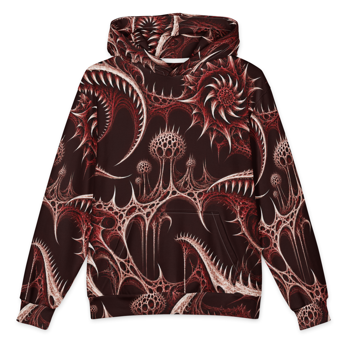 Thornjaw Oxblood Terrain Hoodie all-over print oversized hoodie, front