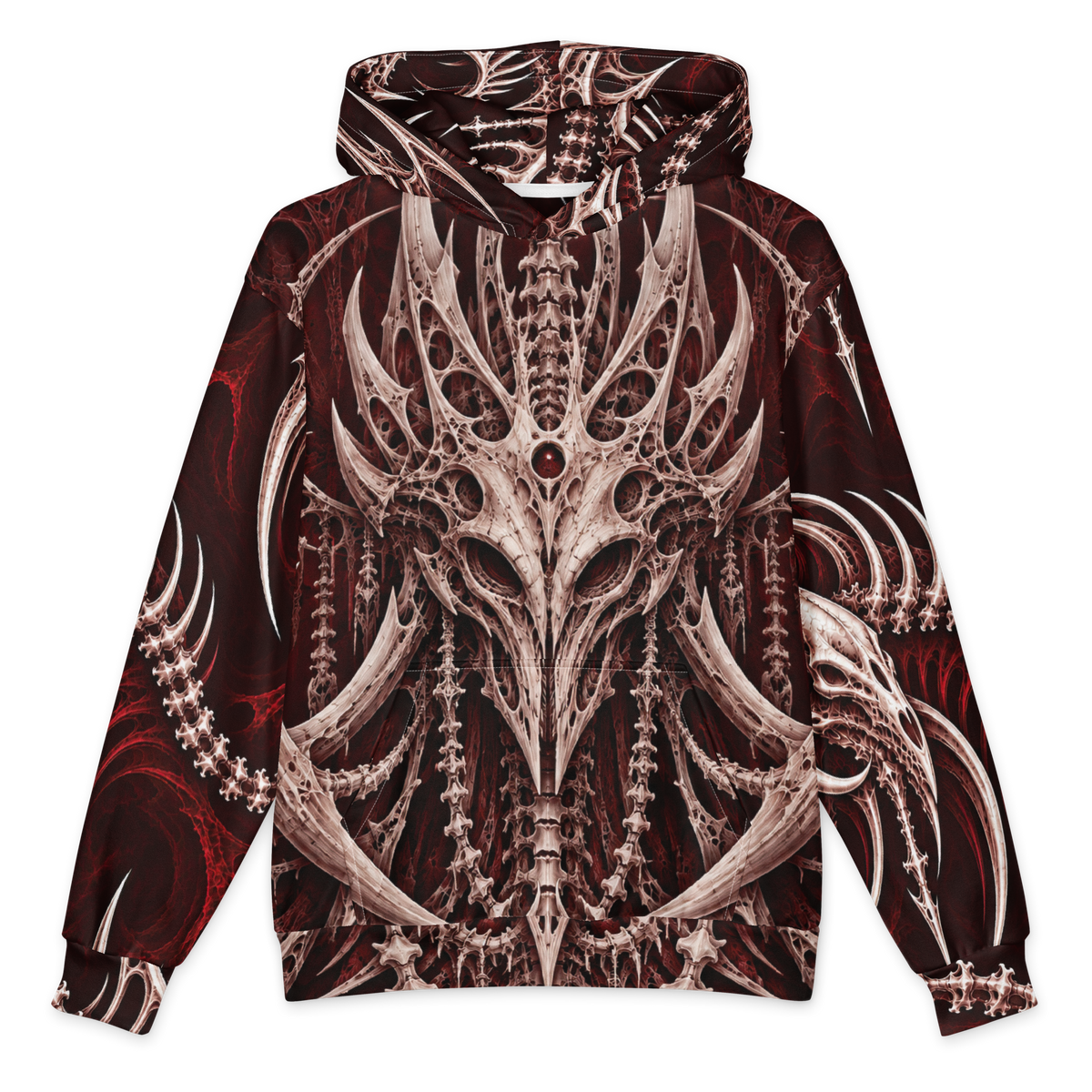 Ossuary Crown Oxblood Hoodie all-over print oversized hoodie, front