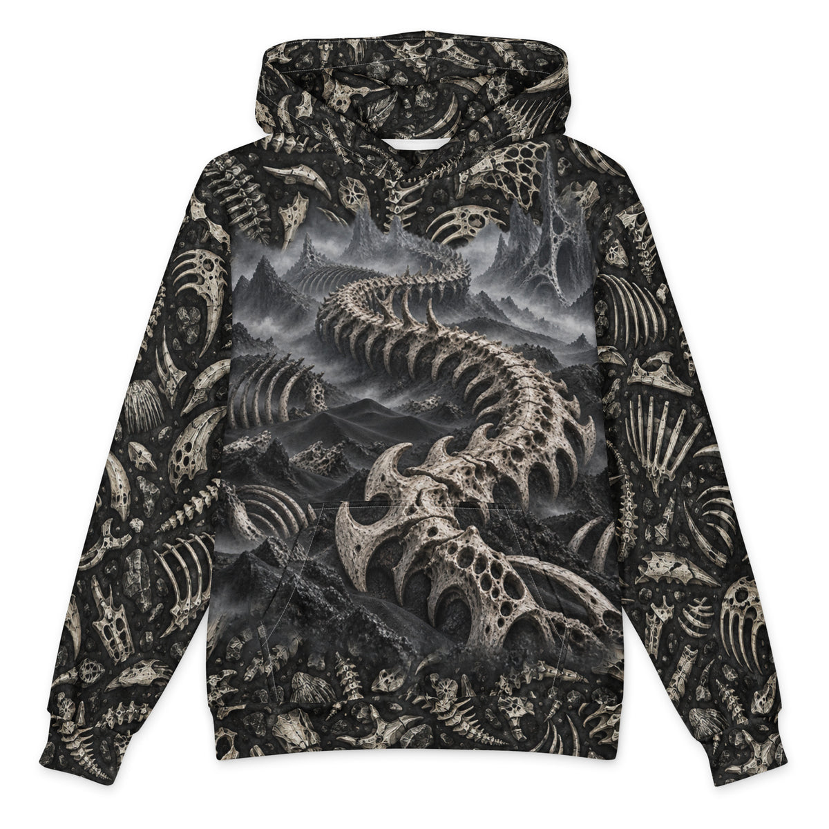 Ossuary Static Hoodie all-over print oversized hoodie, front