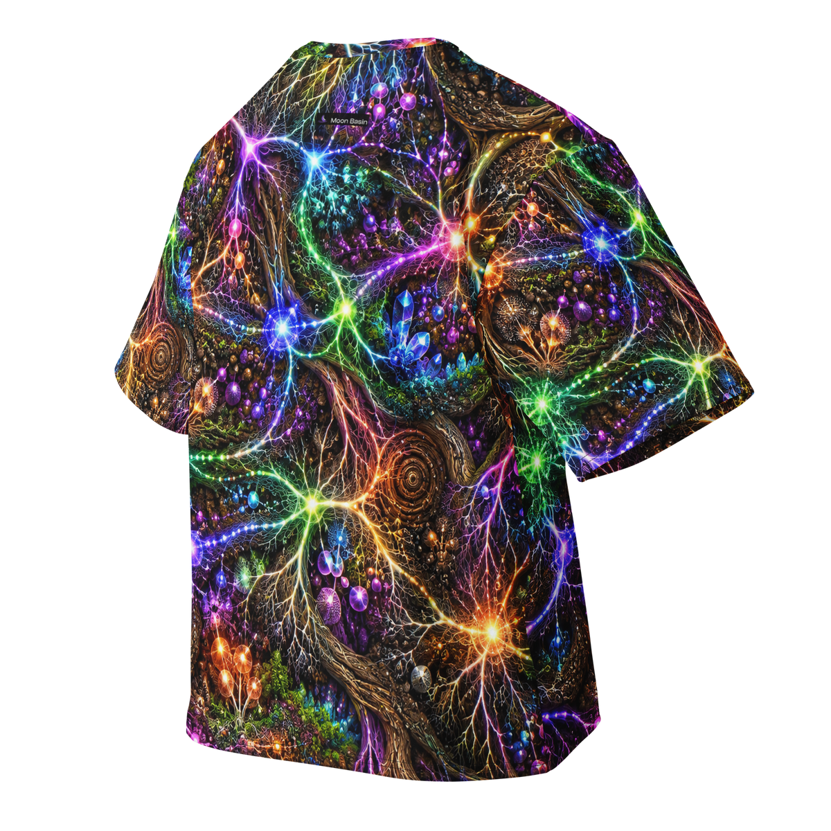 Mycelial Terrain all-over print oversized tee, back