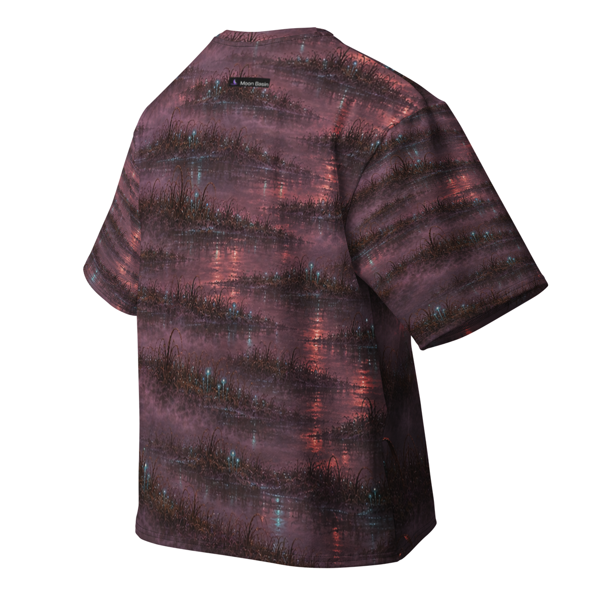 Veil Witch Terrain all-over print oversized tee, back with Moon Basin nape mark