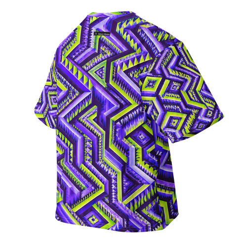 Ultraviolet Phase Terrain all-over print oversized tee, back with Moon Basin nape mark