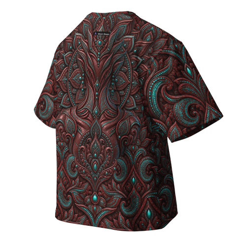 Raina all-over print oversized tee, back with Moon Basin nape mark