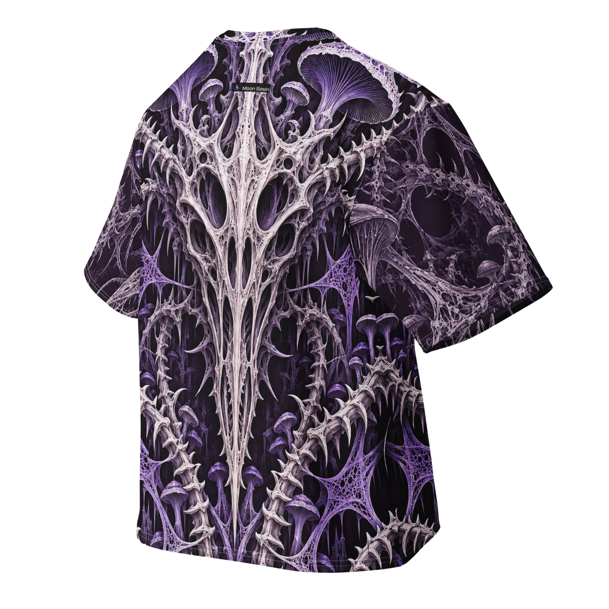 Bonevine Violet all-over print oversized tee, back