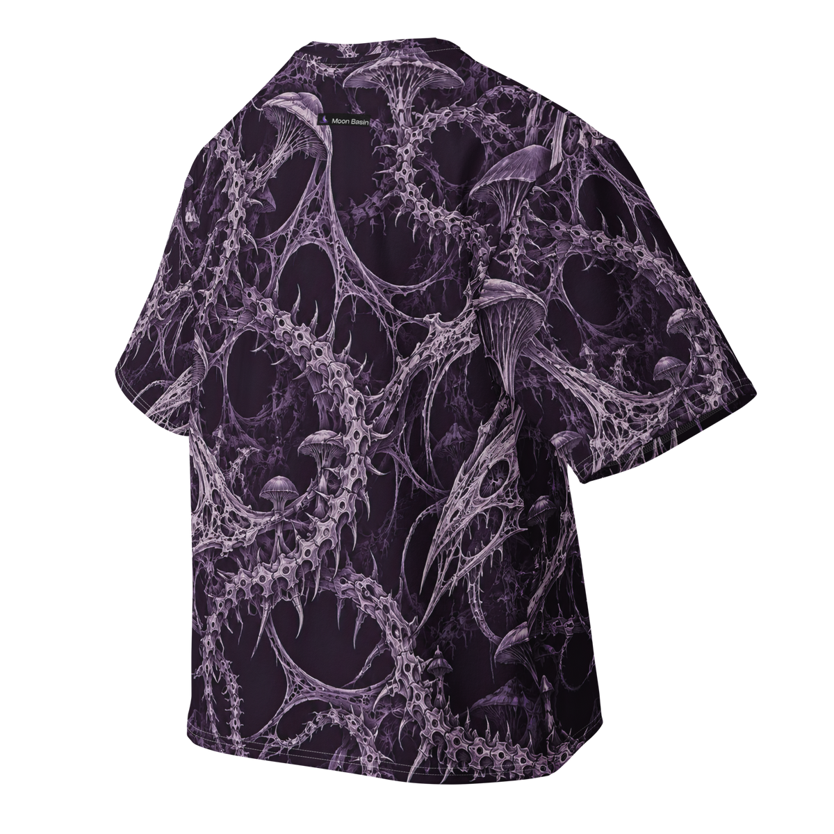 Bonevine Violet Terrain all-over print oversized tee, back