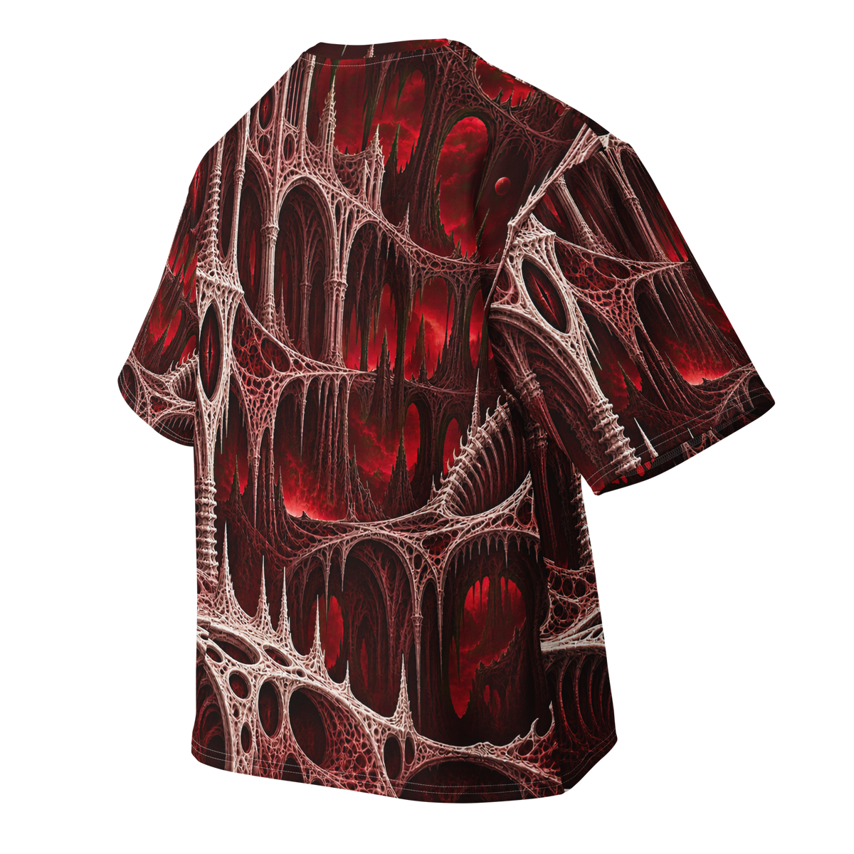 Black Chapel Oxblood Terrain all-over print oversized tee, back