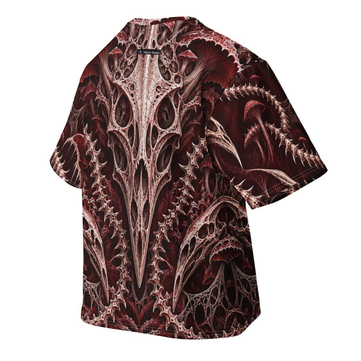 Bonevine Oxblood all-over print oversized tee, back