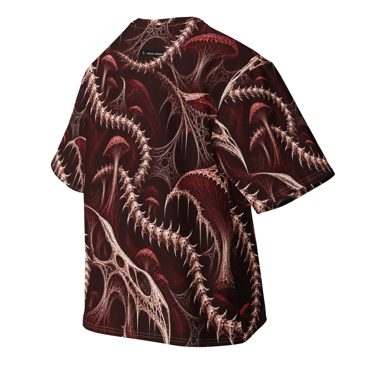 Bonevine Oxblood Terrain all-over print oversized tee, back