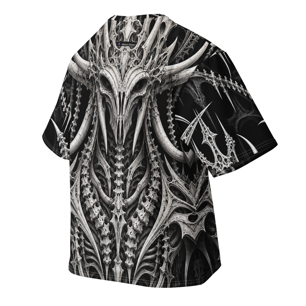 Ossuary Crown Obsidian all-over print oversized tee, back