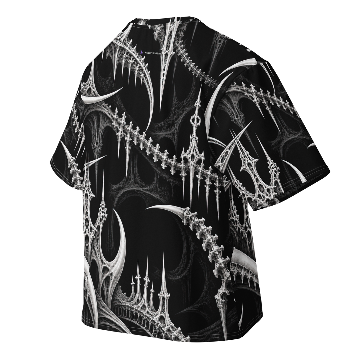 Ossuary Crown Obsidian Terrain all-over print oversized tee, back
