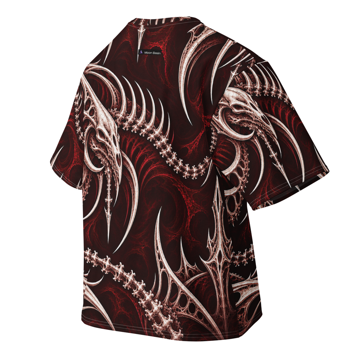 Ossuary Crown Oxblood Terrain all-over print oversized tee, back