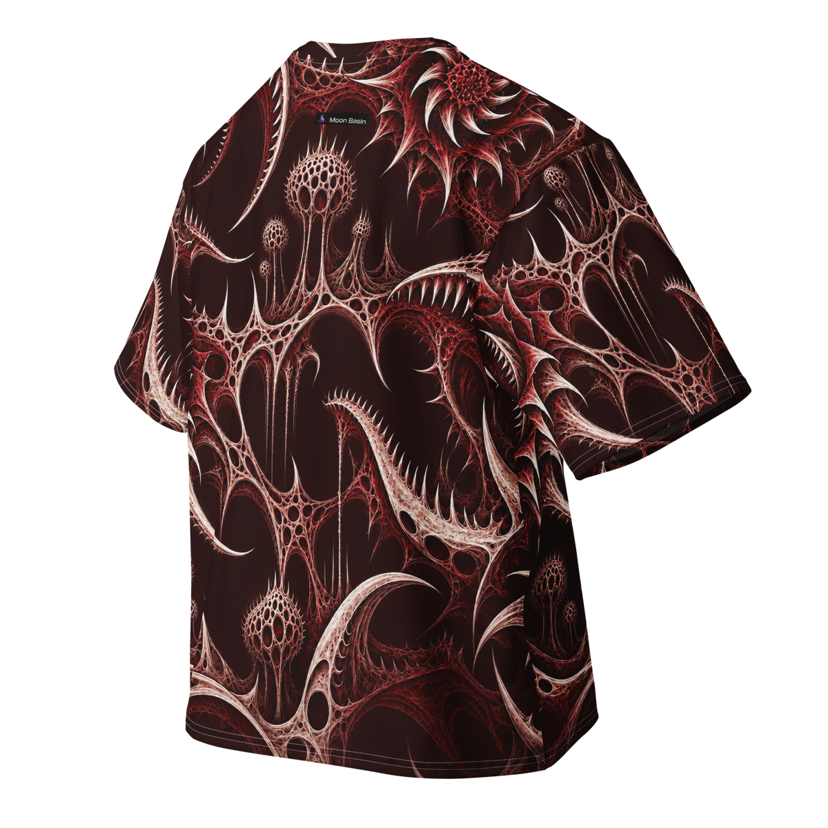 Thornjaw Oxblood Terrain all-over print oversized tee, back